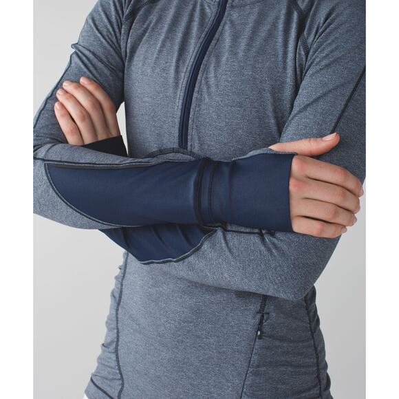 Lululemon Kriss Cross 1/2 Zip Pullover Heathered Inkwell Blue Thumbholes Size 6 - Picture 7 of 16